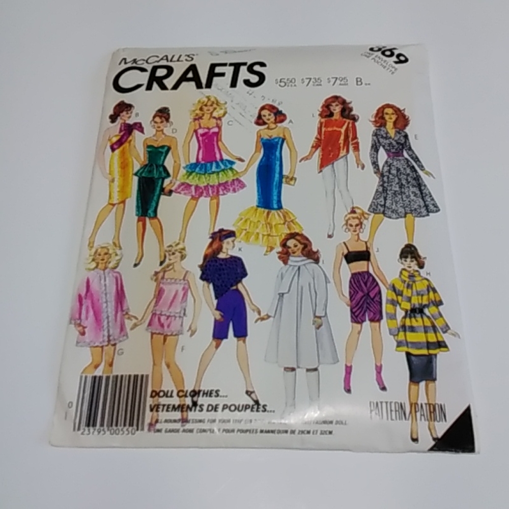 McCall's Crafts Doll #869 SZ 11.5"-12.5" Pattern